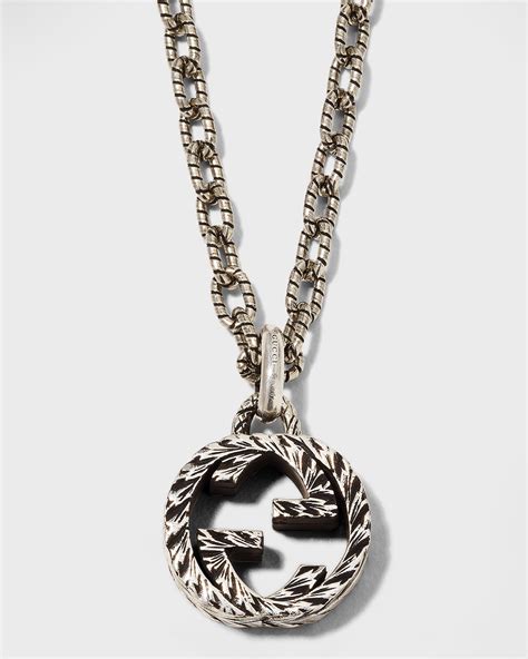 mens gucci necklace interlocking g|Gucci interlocking g silver pendant.